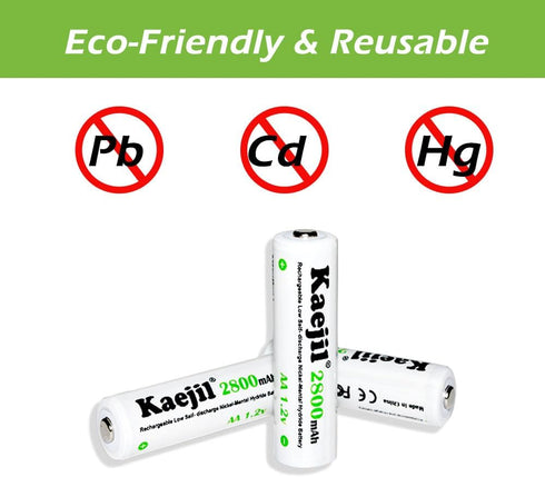 Rechargeable AA Batteries, 8-Pack Double A Battery 2800mAh, Pre-Charge NiMH Low Self Discharge Recharge up to 1200 Cycles...