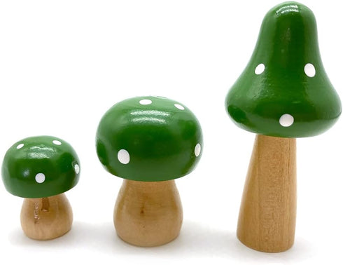3Pcs Mini Mushrooms Miniature Figurines Wooden Mushrooms Fairy Garden Accessories for Micro Landscape Miniature Garden Flower Pots Bonsai Craft De...