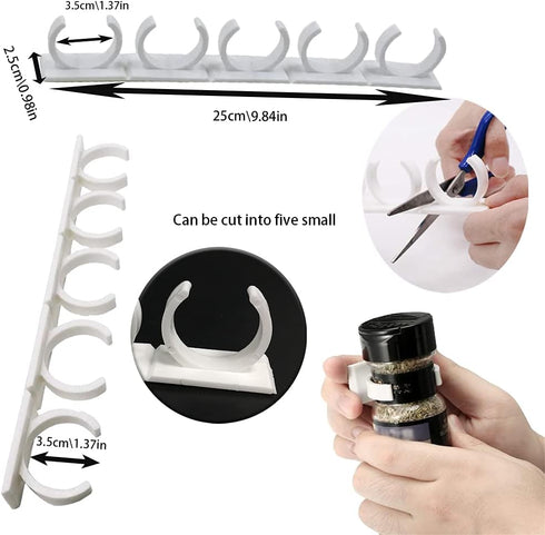 40 Spice Gripper Clips, 8 Strips Spice Racks Hold 40 Plastic Heavy Jars Bottles for Cabinet Door...