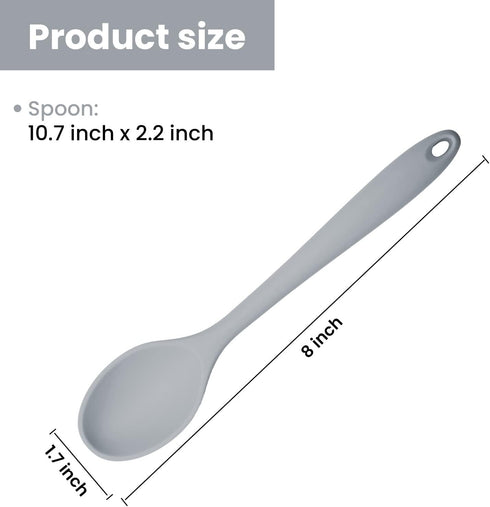 Silicone Mixing Spoon Nonstick Kitchen Spoon for Cooking Heat Resistant (Gray)...