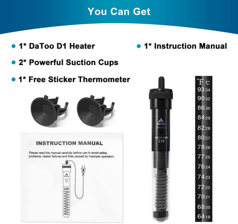 Aquarium Heater Adjustable 25W Submersible Fish Tank Heater with Electronic Chip Thermostat Suitable for Marine Saltwater and Freshwater...