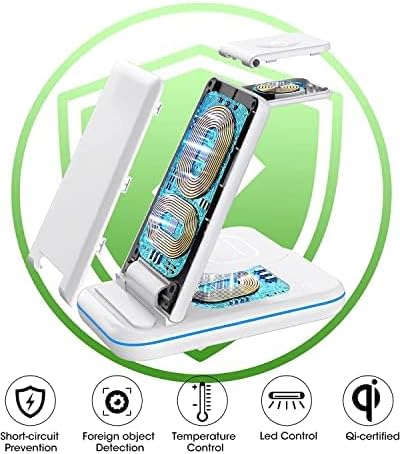 Wireless Charger for Multiple Apple Devices, 2022 Upgraded 3 in 1 Charging Stand Dock for iPhone 13/12/Pro Max/SE/11/X/XS/XR/8, Compatible for iWa...