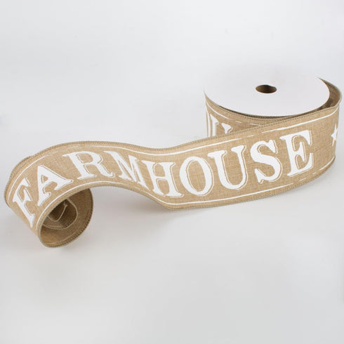 Craig Bachman 2.5" Farmhouse Royal Ribbon: Natural (10 Yards) Craft Floral Arrangement Gift Wrapping Wired Edge Ribbon...