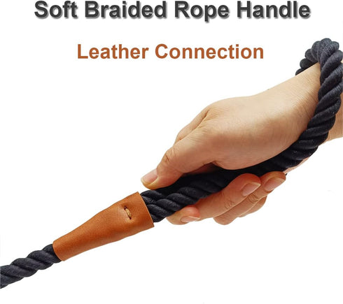 6 FT Rope Dog Leash, Soft Strong Braided Leash with Leather Tailor Connection Pet Leash for Small Medium Large Dogs...