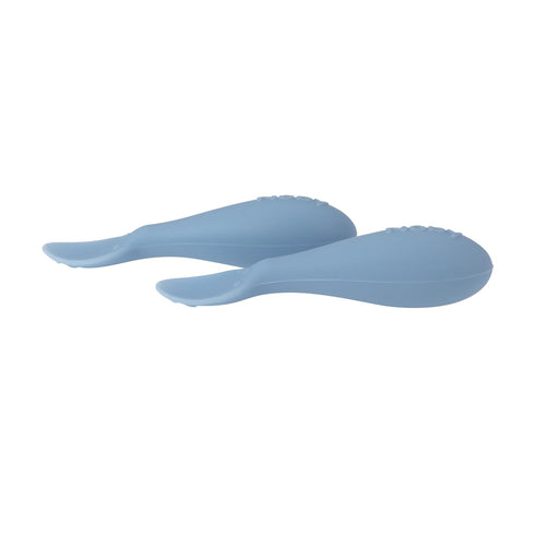 Nuby Silicone Mini Spoons - (2-Pack) Baby-Led Weaning Spoons for Babies - 4+ Months - Blue...