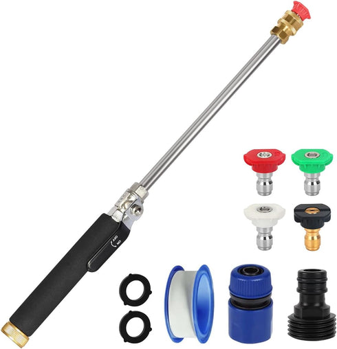 4-in-1 High Pressure Power Washer Wand - Watering Sprayer Tool with 4 Hose Nozzles - Hydro Jet Nozzle for Garden Hose, Car Washing, and Versatile ...