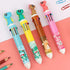Shuttle Pens, 4Pcs 10 in 1 Multicolor Ballpoint Gel Pens with Animal Heads, 0.5mm Liquid Ink Pens, Ergonomic Grip, Gift for Office School Supplies...