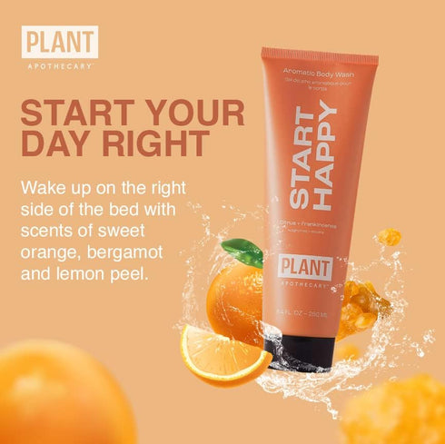 Natural Moisturizing Body Wash Start Happy 8.4oz Citrus Aromatherapy Body Wash for Women and Men with Bergamot and Vitamin C...