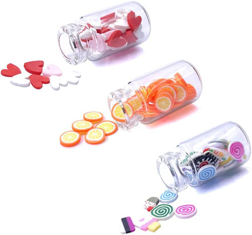 30PCS Cute Miniature Dollhouse Food Jar Glass Bottle 1:12 Pretend Play Doll House Kitchen Decoration 1:6 Lovely Mini Fruit Simulation Scene Candy ...