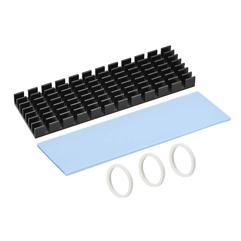 uxcell M.2 Aluminum Heatsink Kit 70x22x6mm Slotted Design Black with Silicone Thermal Pads for 2280 SSD...