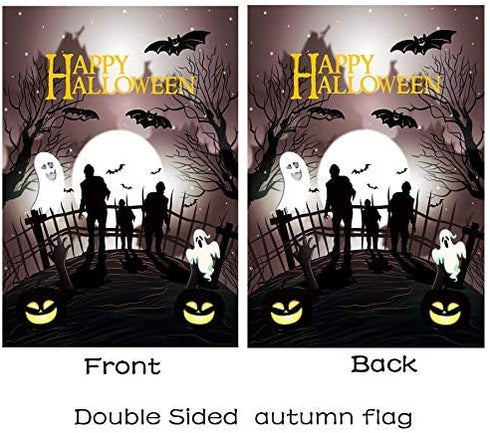 Halloween Flag Double Sided Halloween Garden Flag Outdoors 28 x 40 Inch Large Halloween Yard Flag Decorative Halloween Ghost Bat Zombie House Flag...