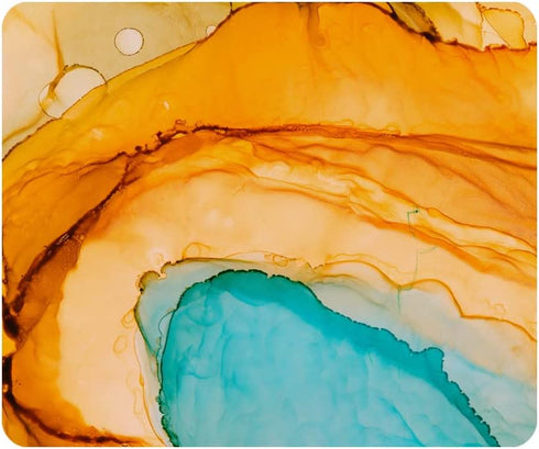 Nicokee Watercolor Marble Gaming Mousepad Amber Spots Azure Smears Orange Turquoise Mouse Pad Mouse Mat for Computer Desk Laptop Office 9.5 X 7.9 ...