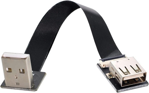 cablecc Down Angled USB 2.0 Type-A Male to Female Extension Data Flat Slim FPC Cable for FPV & Disk & Scanner & Printer 100cm...