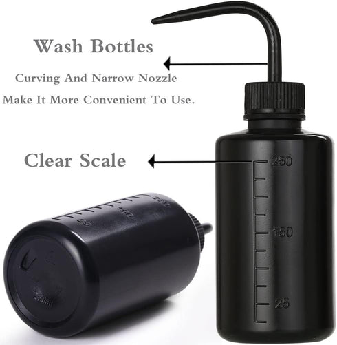 2Pcs 8oz Bottles | ABS Material Water Squirt Bottles for Tattoo Cleaning, Labware Washing, Plant Watering, Black&Pink...