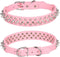 Spiked Dog Collar Soft Pu Leather Mushrooms Rivet Spike Studded Dog Collar Adjustable Puppy Collars (XS, Pink)...