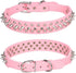Spiked Dog Collar Soft Pu Leather Mushrooms Rivet Spike Studded Dog Collar Adjustable Puppy Collars (XS, Pink)...
