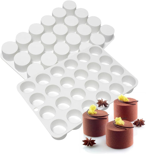 24 Cavity Cylinder Silicone Cake Mold For Cookies Making 3D Handmade Kitchen Reuse Baking Tools Decorating Mousse (B_ Cylinder)...