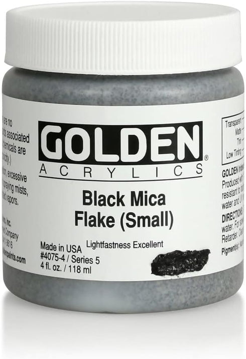 Golden Artist Acrylic, 4 ounce jar, Black Mica Flake Small (4075-4)...
