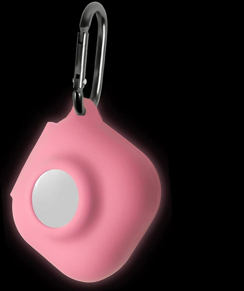 Geiomoo 2 in 1 Silicone Case Compatible with Beats Fit Pro and Air Tag, Protective Cover with Carabiner (Luminous Pink)...