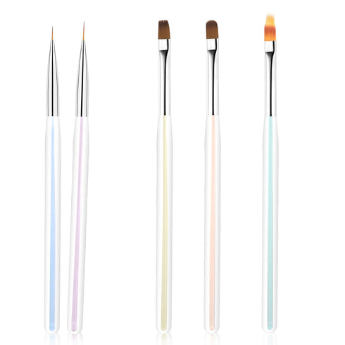 BQAN 5pc Nail Art Brushes Nail Ombre Brush Nail Design Painting Brushes UV Gel Nail Brush Professional Nail Art Design Brushes set...