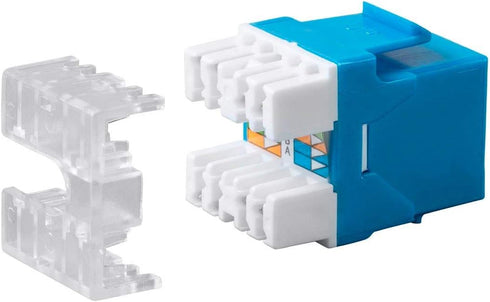 Monoprice Cat6 RJ-45 180-Degree Punch Down Keystone - Dual IDC, for 22-24AWG Solid Wire, Blue...