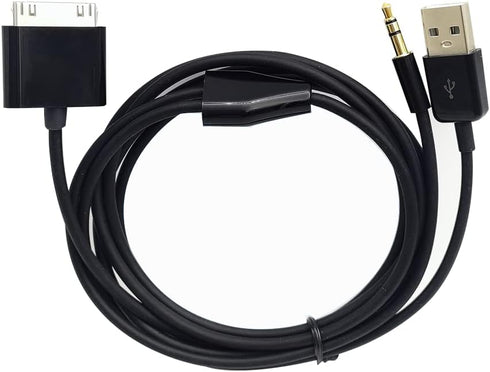 30 Pin to AUX USB, 30 Pin Charger Dock to 3.5mm Car AUX Audio USB Charger Cable Data Sync Transfer & Charging for Phone 3G 4G Pod Touch (Black)......