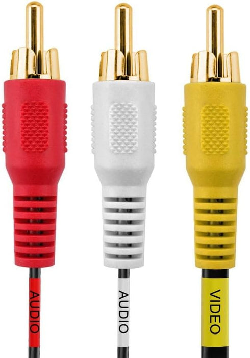 Cmple - 3 RCA Cable 6 Feet Composite Three RCA Male to Male Audio Video Cables A/V Gold Plated Triple Plug to Plug Cord for VHS/DVD Players, TVs...