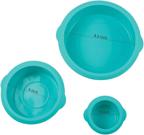 Webake Round Cake Pan Set Silicone Cake Molds Baking Pans for 3 Tier Cake Layer Tin, 8 Inch, 6 Inch, 3 Inch for Birthday, Wedding Anniversary, Hal...