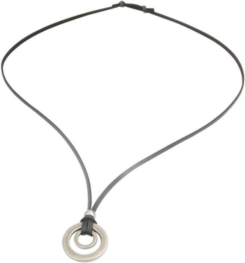 JczR.Y Leather Necklace for Men Double Circle Rings Leather Rope Pendant Necklace Punk Leather Chain Disc Ring Necklace Vintage Jewelry Gift...