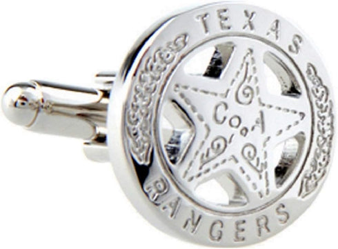 Texas Ranger Badge Star Pair Cufflinks in a Presentation Gift Box & Polishing Cloth...