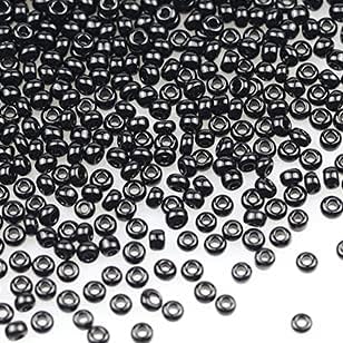 Size 12/0 Crafts Glass Seed Beads 2mm Black Beads for Jewelry Making (Total About 100g About 11000pcs)...