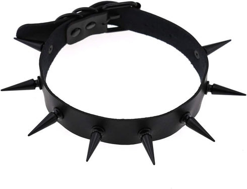 Unisex Multicolor Simulated Leather PU Black-tone/Silver-tone Spikes Rivets Spiked Punk Rock Gothic Choker Collar Necklace...