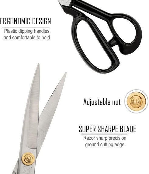 Sewing Scissors - Fabric Scissors 10 inch-Tailor's Dressmaking Shears Heavy Duty for Fabric, Leather Cutting, Sewing, Dressmaking, Tailoring, Alte...