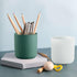 Round Ceramic Pen Holder for Desk Cute Pencil Cup Pot Desk Organizer for Girls Kids Makeup Brush Holder Dark Green...