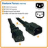 Tripp Lite Standard Computer Power Extension Cord 10A, 18AWG (IEC-320-C14 to IEC-320-C13) 8-ft.(P004-008),Black...