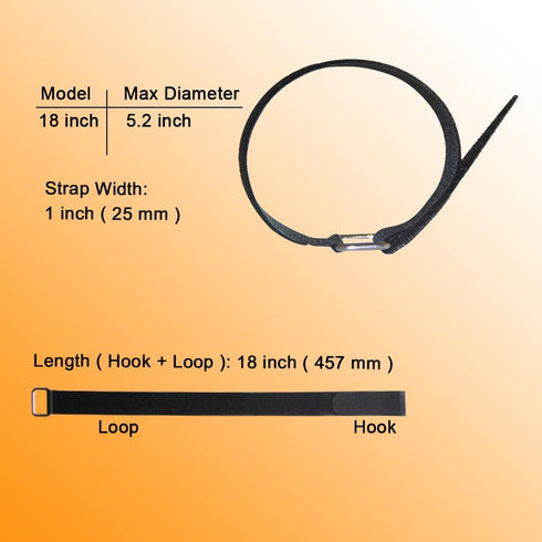 18 inch Extend Cable Strap and Adjustable Securing Strap with Buckle - 12 PCS Reusable Hook and Loop Fastening Nylon Cable Tie Wrap...