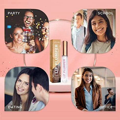 Lip Plumper Gloss: Clear Plumping Lip Gloss Hydrating with Hyaluronic Acid and Nourishing Ingredients to Smooth Lip Wrinkles...