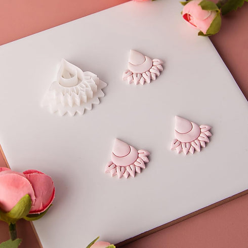 4 Pcs Bohemian Flower Polymer Clay Cutters,Retro Boho Flowers Shape Polymer Clay Molds Vintage Floral Pattern Clay Earring Cutters Clay Cutters fo...