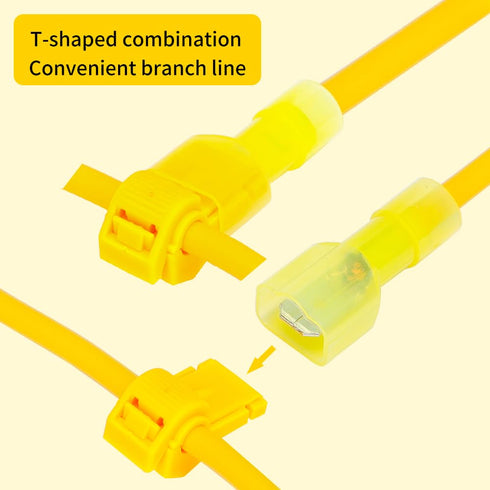 120PCS/60 Pairs T-Tap Quick Splice Disconnect Wire Terminals Spade Wire Connectors Yellow 12-10 AWG Male Female Fully Insulated Electrical Car Aut...