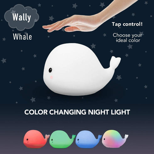 Globe Electric Adorable Multicolor Changing Integrated LED Rechargeable Silicone Night Light for Baby and Kids Rooms (Wally The Whale)...