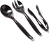VeZee's Plastic Serving Utensils, Black Heavy Duty Disposable utensil | Set 10" Spoons 10" Forks 6" Tongs | 6 Each in One Set| 18 Pcs...