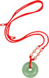 Green Jade Buddha Circle Red String Pendant Necklace - Chinese Traditional Amulet for Luck and Protection...
