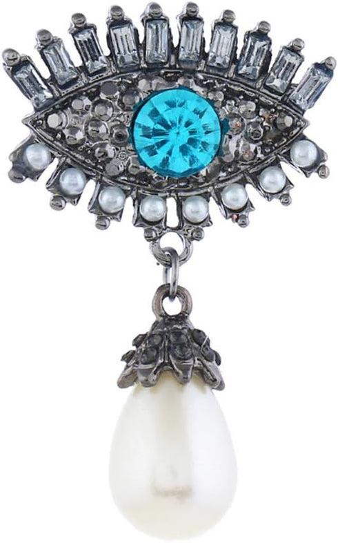 Retro Evil Eyes Crystal Brooches Pins Fashion Beautiful Created Rhinestone Abstract Eyes Brooch Good Idea for Party Dance Wedding Banquet for Eleg...