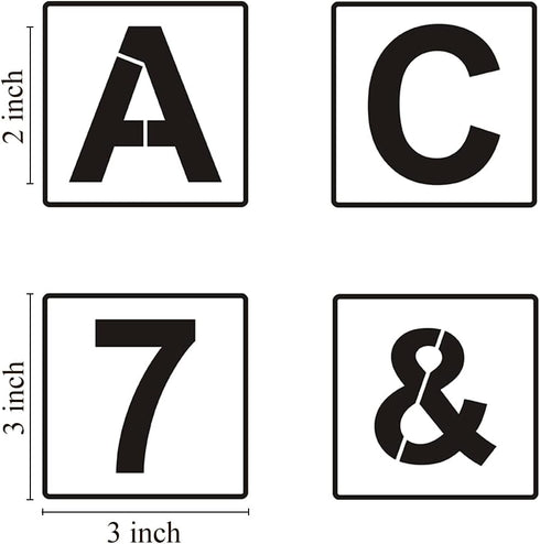 Alphabet Letter and Number Stencils 3 Inch - 40 Pack Letters and Numbers Stencil Templates with Signs for Painting on Wood, Reusable Number and Le...