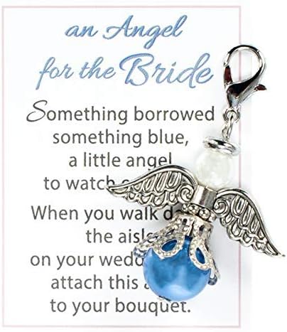 An Angel For The Bride Something Blue and Silver Tone 1 x 1 Zinc Metal Bouquet Charm...