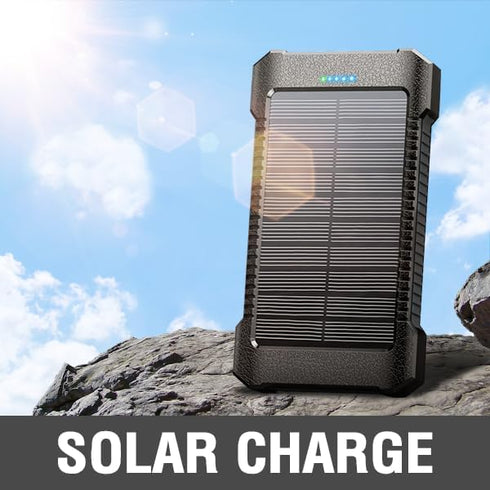 Solar Power Bank 26800mAh,Portable Solar Charger with Suction Cup Mount,IPX7 Waterproof Dustproof Shockproof Battery Pack with 3 USB Ports,with 3 ...