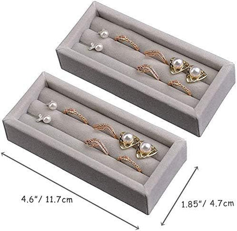 DesignSter Small Jewelry Tray, 2PCS Ring Organizer, Velvet Jewelry Display Tray, Stackable Jewelry Organizer Trays, Jewelry Drawer Organizer Inser...