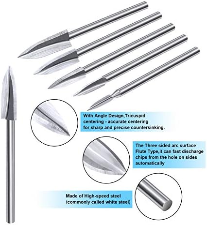 15 Pieces Wood Carving Bits for Rotary Tools Woodworking Engraving Drill Bit Set DIY Wood Carving Tools Accessories for Engraving Drilling Micro S...