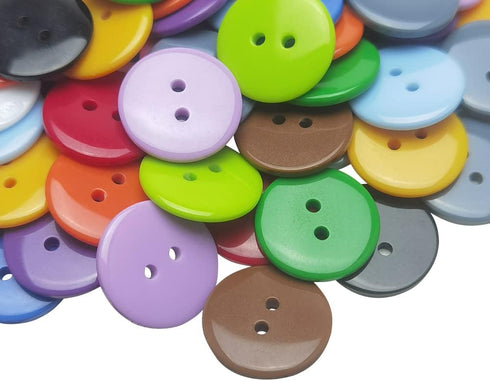 Libiline 9/10"(23mm) Mix Lots 100pcs Resin Button Solid Color 2Holes Craft Clothes Sewing Cards Making Sweater Shirt (9/10"(23mm), Multi-Colored)...