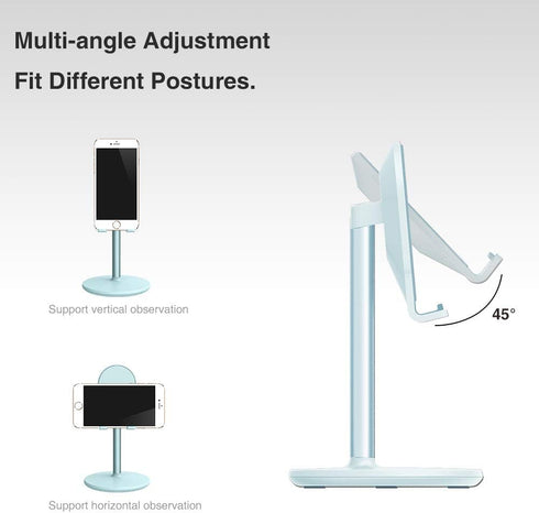 Bright Stone Phone Stand for Desk, Adjustable Cell Phone Holder for Desk, Compatible with 4"-12.9" Phones/Tablet/iPhone/iPad/Switch (Blue)...